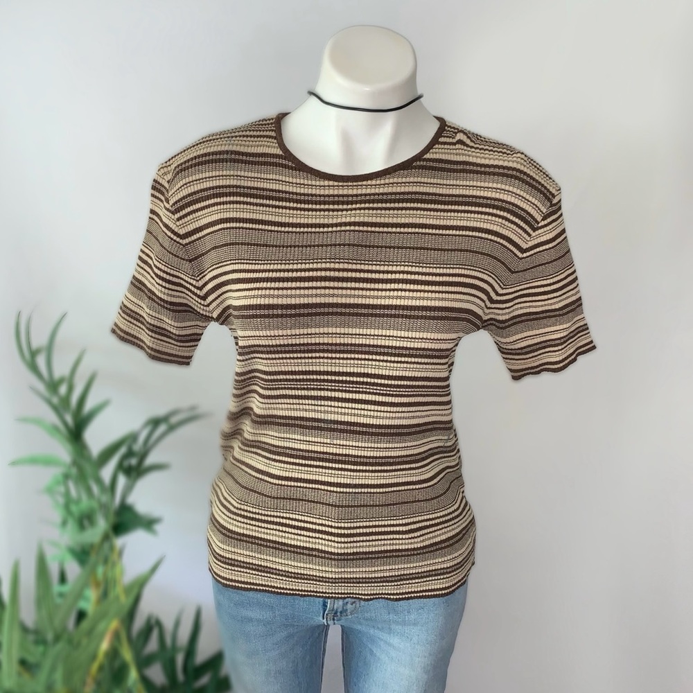 v i n t a g e :: Slouchy Y2K Striped Ribbed Emo Top
